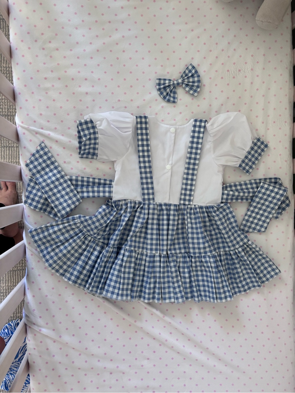 Blue Gingham Dorothy Dress with Puff Sleeve Blouse and Bow - Picture 3 of 10